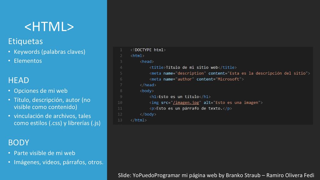 <HTML> Etiquetas HEAD BODY Keywords (palabras claves) Elementos