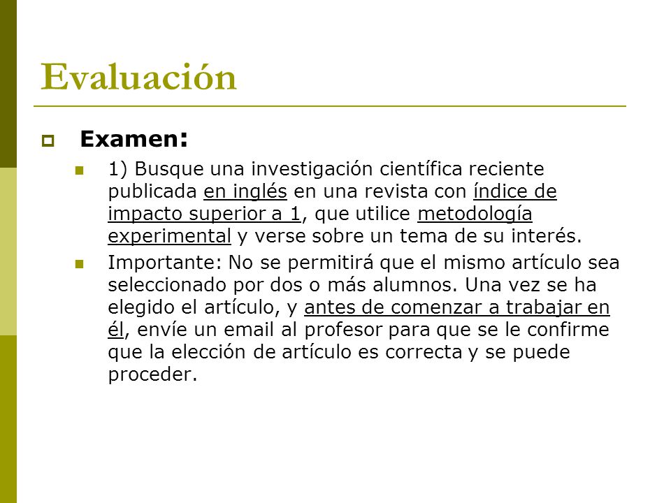Evaluación Examen: