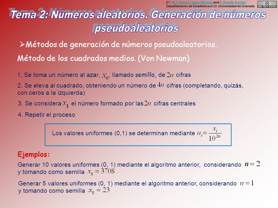 Tema 2: Números aleatorios. Generación de números - ppt descargar