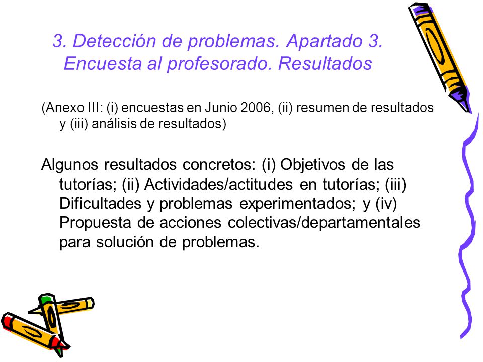 3. Detección de problemas. Apartado 3. Encuesta al profesorado