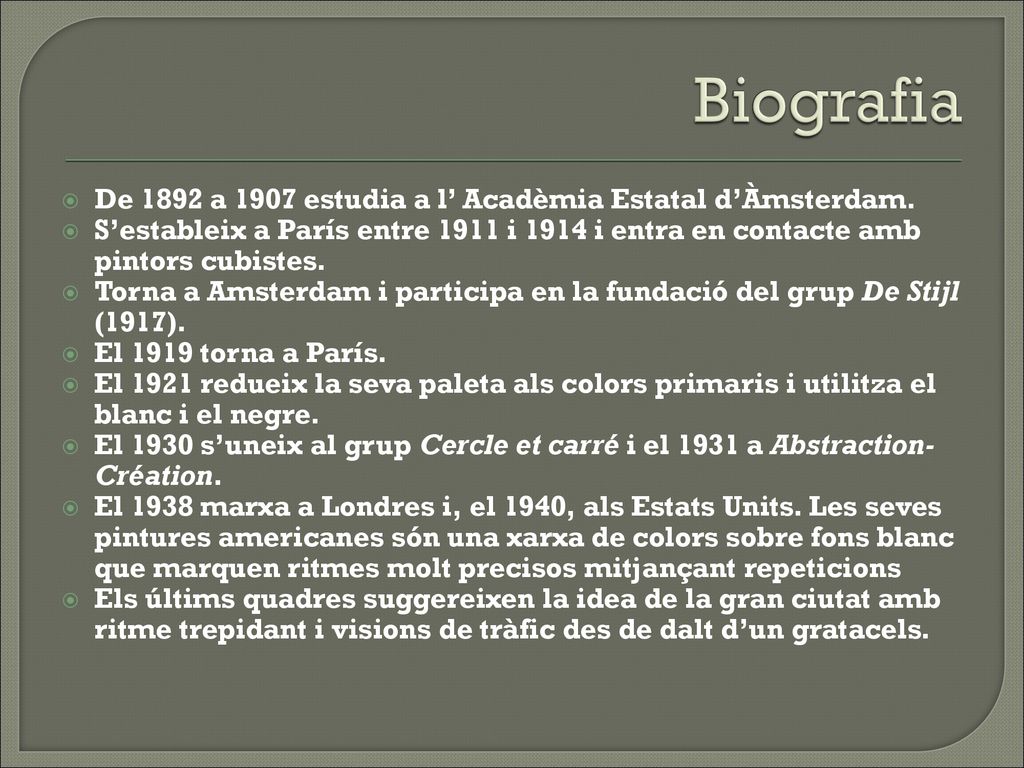 Biografia De 1892 a 1907 estudia a l’ Acadèmia Estatal d’Àmsterdam.