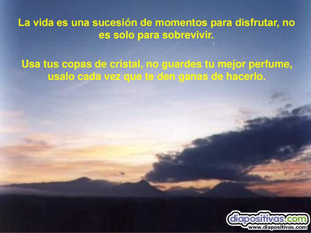La vida es una sucesión de momentos para disfrutar, no es solo para sobrevivir.