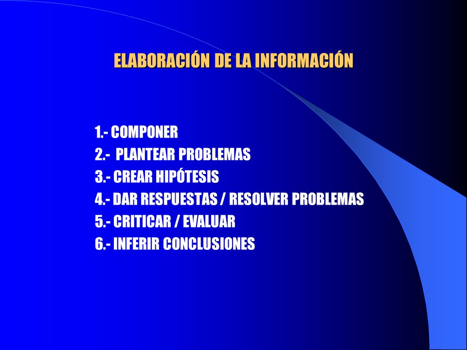 ELABORACIÓN DE LA INFORMACIÓN
