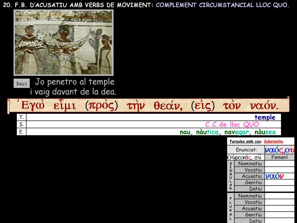 Jo penetro al temple i vaig davant de la dea. temple C.C.de lloc QUO