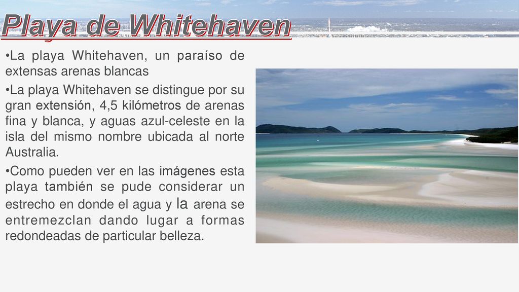 Playa de Whitehaven La playa Whitehaven, un paraíso de extensas arenas blancas.