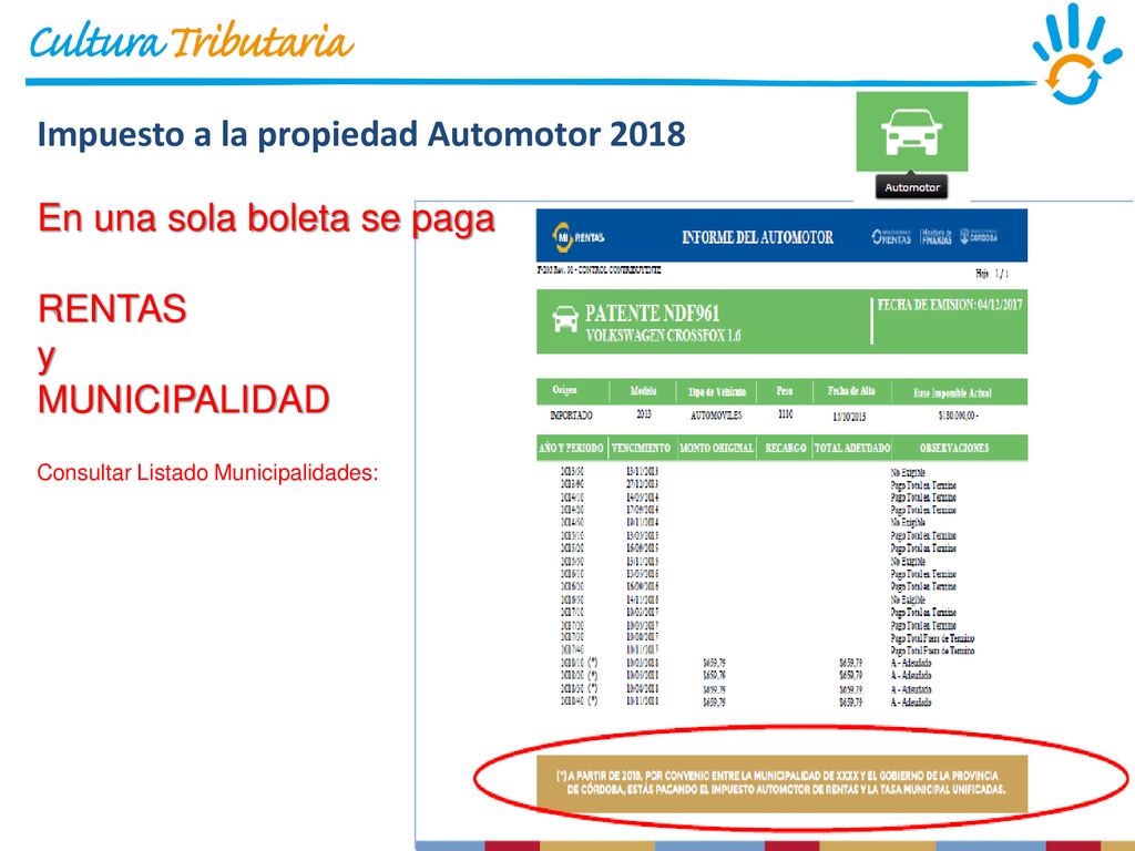 Impuesto a la propiedad Automotor 2018 En una sola boleta se paga