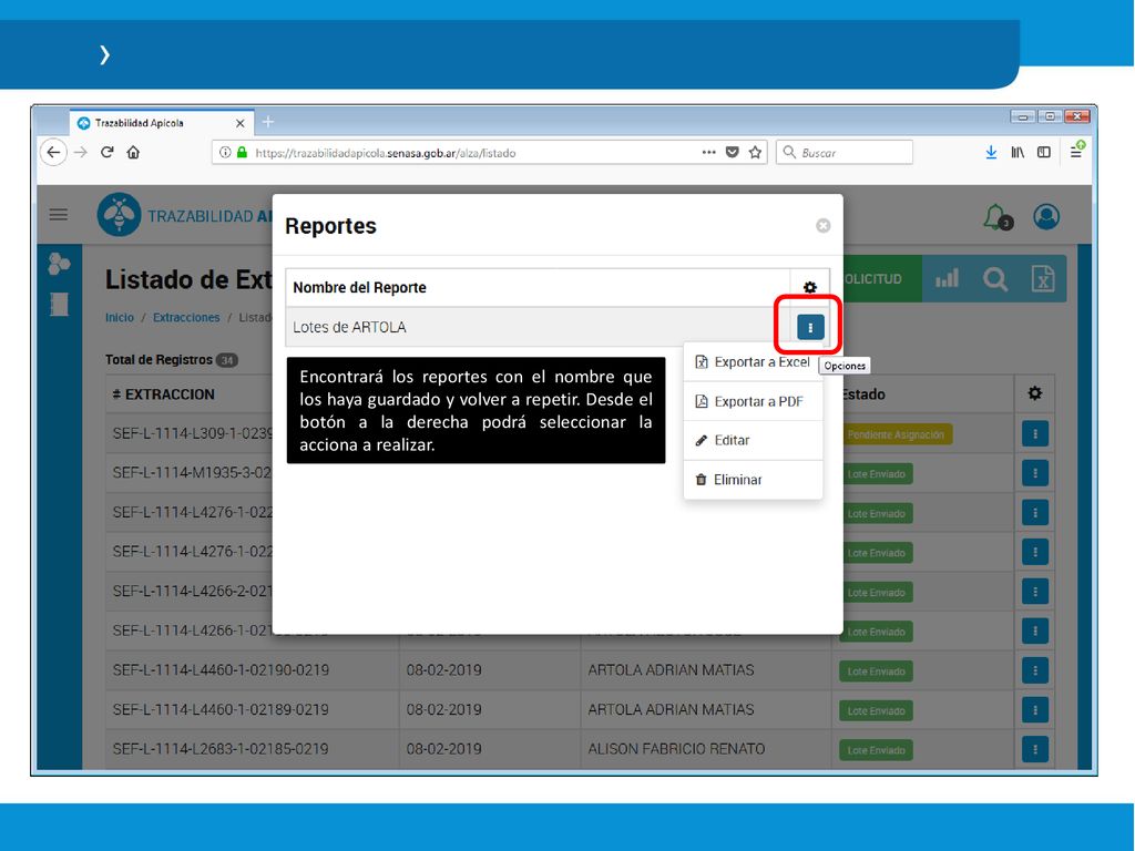 Para crear un reporte, debe asignarle un nombre y elegir los datos a exportar.