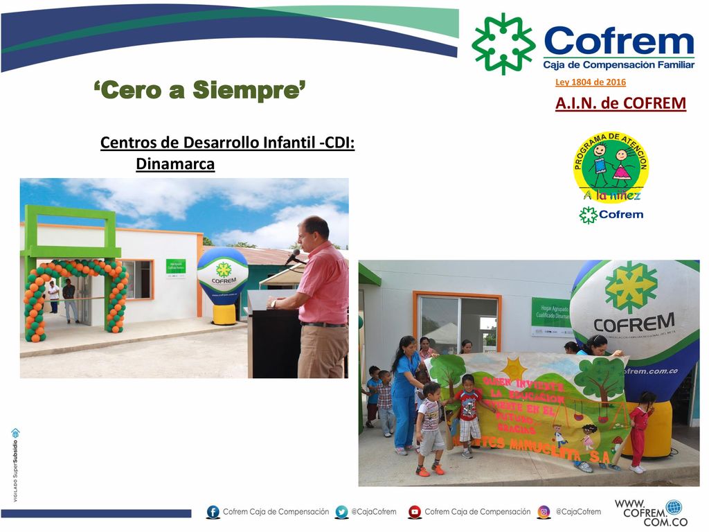 ‘Cero a Siempre’ A.I.N. de COFREM Centros de Desarrollo Infantil -CDI: