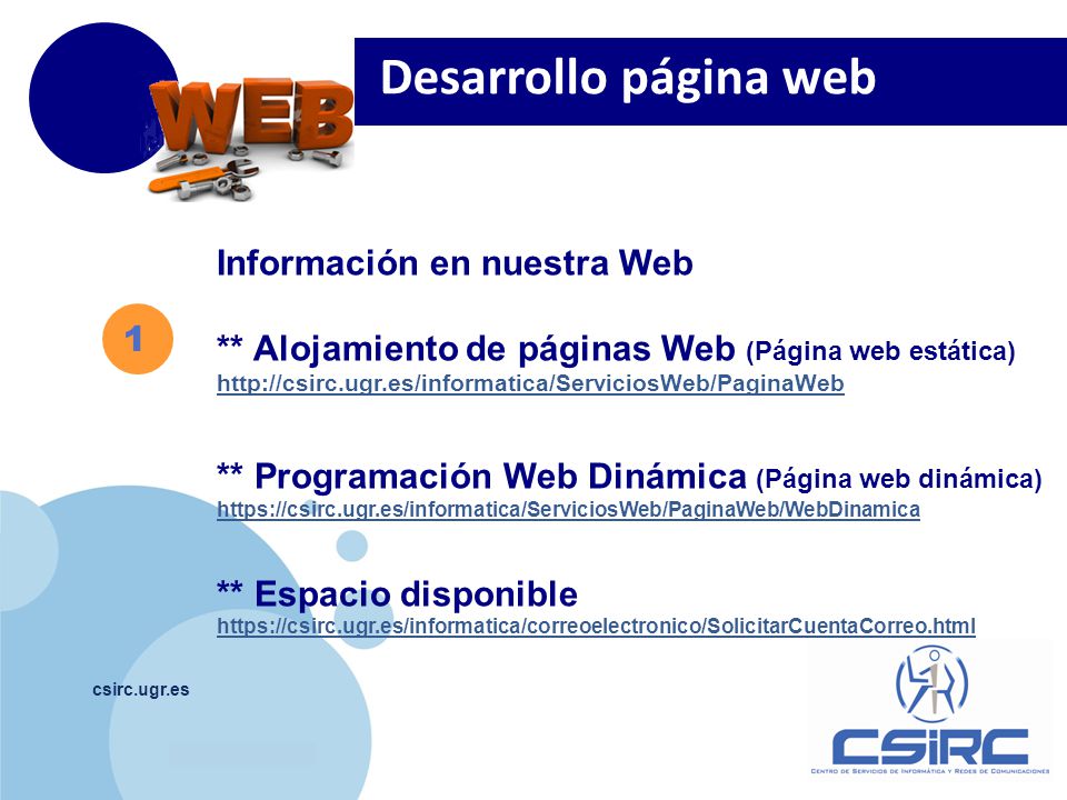 Desarrollo página web Información en nuestra Web