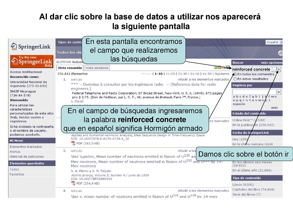 Al dar clic sobre la base de datos a utilizar nos aparecerá