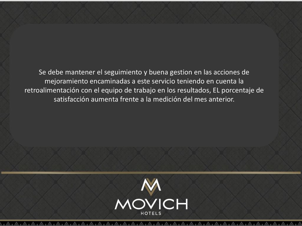 Se debe mantener el seguimiento y buena gestion en las acciones de mejoramiento encaminadas a este servicio teniendo en cuenta la retroalimentación con el equipo de trabajo en los resultados, EL porcentaje de satisfacción aumenta frente a la medición del mes anterior.