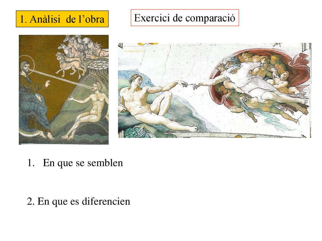 1. Anàlisi de l’obra Exercici de comparació En que se semblen 2. En que es diferencien