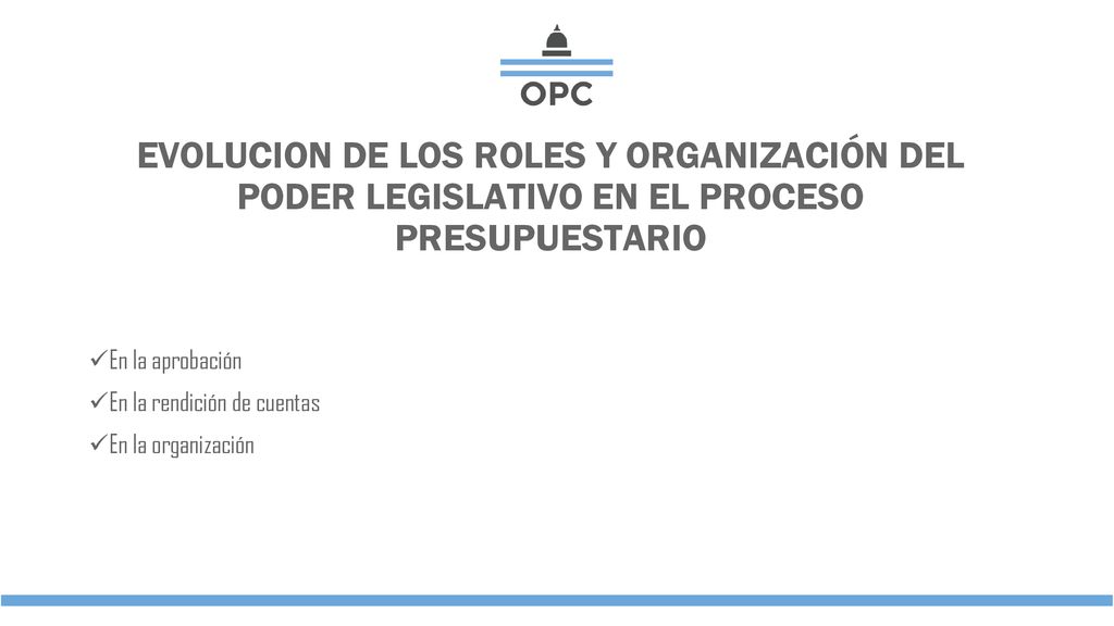 EVOLUCION DE LOS ROLES y organización DEL PODER LEGISLATIVO EN EL PROCESO PRESUPUESTARIO