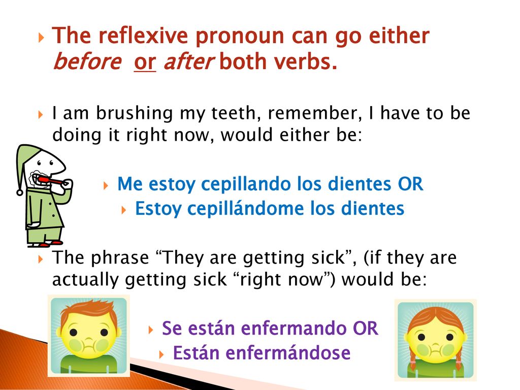 Me estoy cepillando los dientes OR Estoy cepillándome los dientes