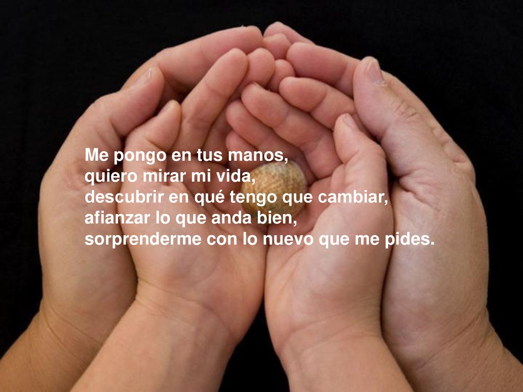Me pongo en tus manos, quiero mirar mi vida, descubrir en qué tengo que cambiar, afianzar lo que anda bien, sorprenderme con lo nuevo que me pides.