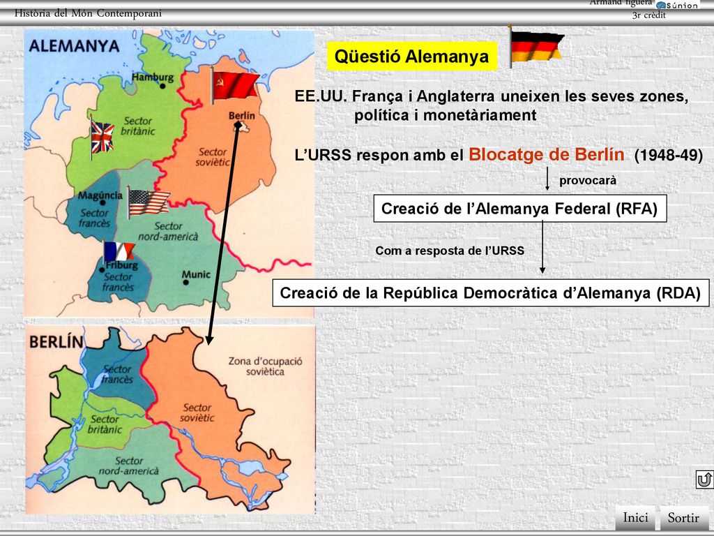 Qüestió Alemanya EE.UU. França i Anglaterra uneixen les seves zones,