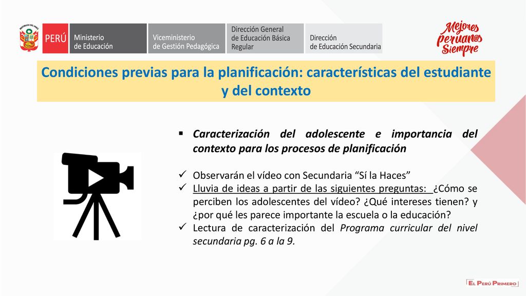 Condiciones previas para la planificación: características del estudiante y del contexto