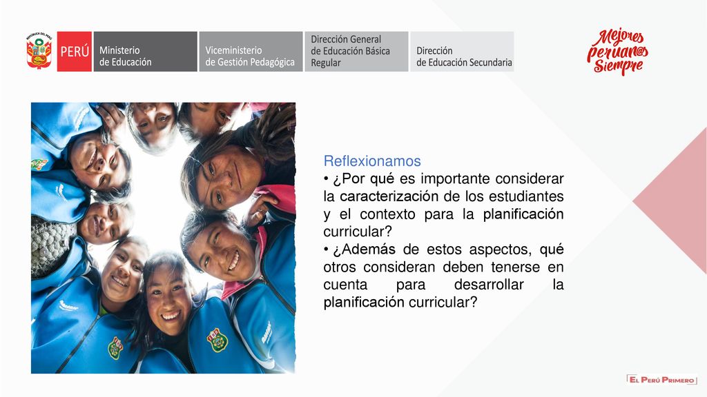 Reflexionamos ¿Por qué es importante considerar la caracterización de los estudiantes y el contexto para la planificación curricular