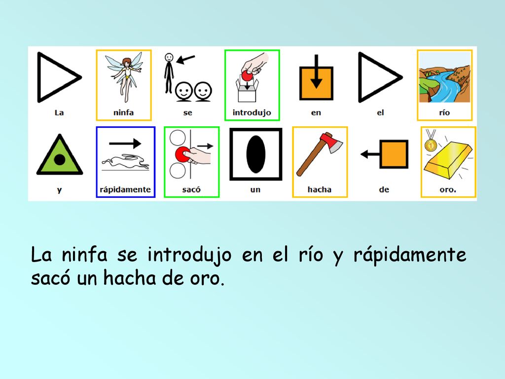 La ninfa se introdujo en el río y rápidamente sacó un hacha de oro.