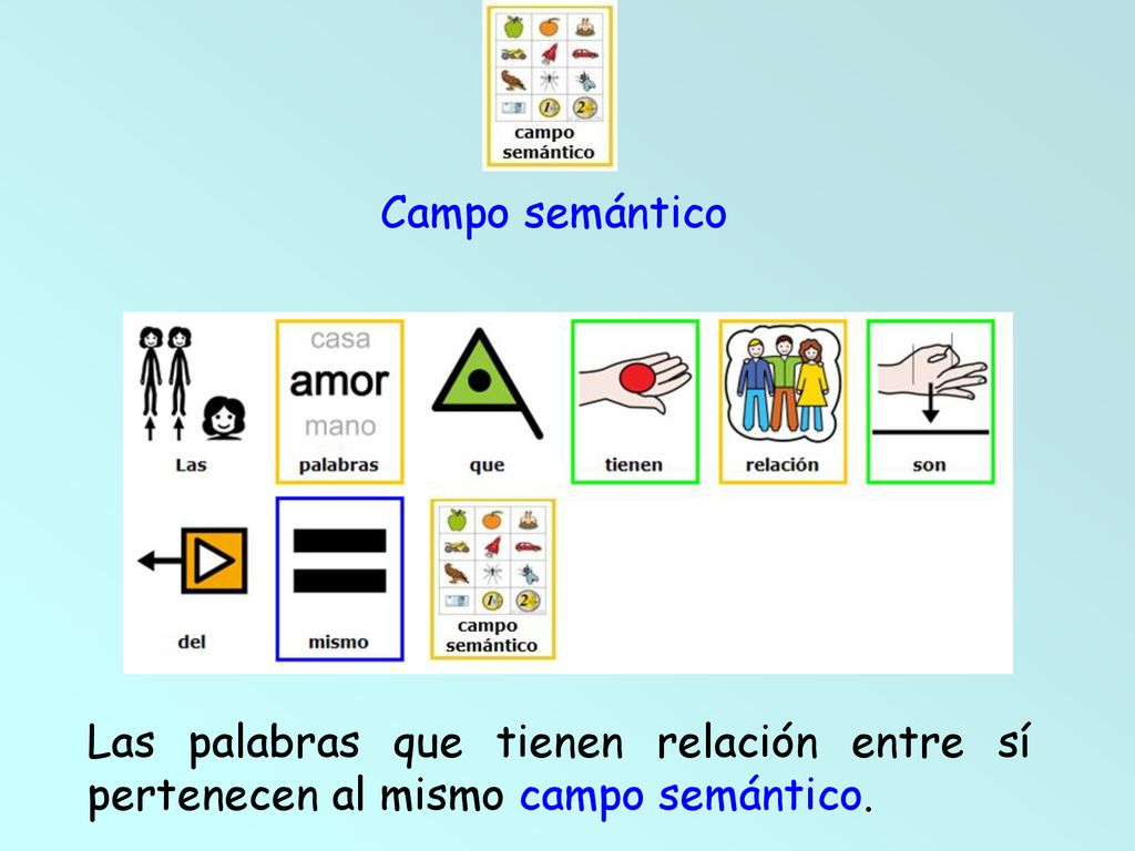 Campo semántico Las palabras que tienen relación entre sí pertenecen al mismo campo semántico.