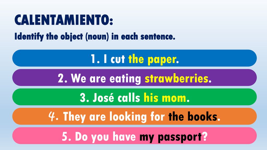 CALENTAMIENTO: 1. I cut the paper. 1. I cut the paper.