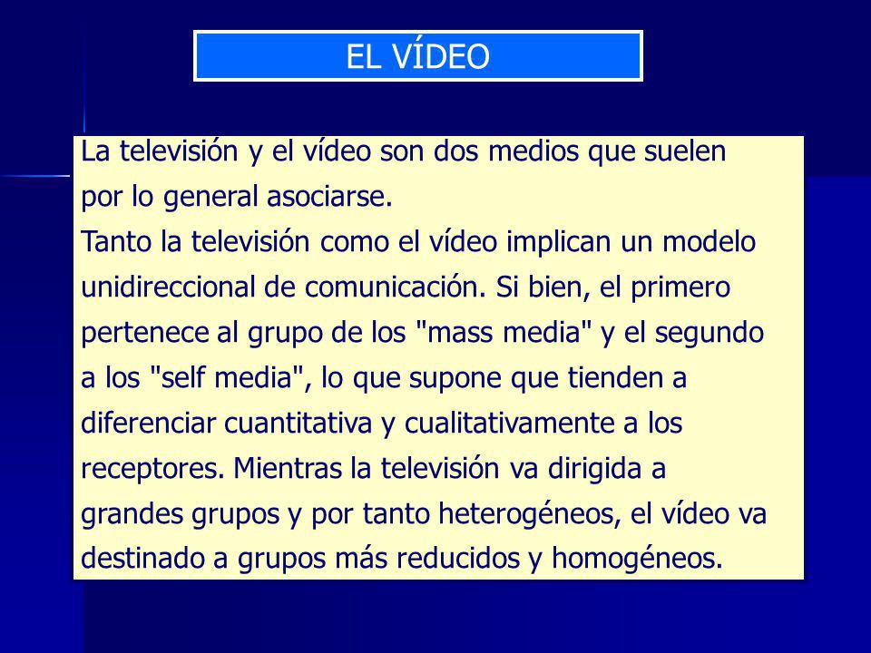 EL VÍDEO La televisión y el vídeo son dos medios que suelen