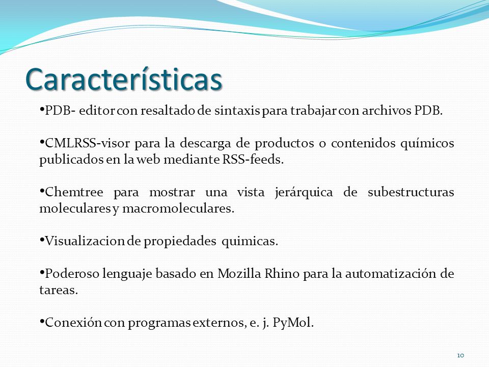 Características PDB- editor con resaltado de sintaxis para trabajar con archivos PDB.