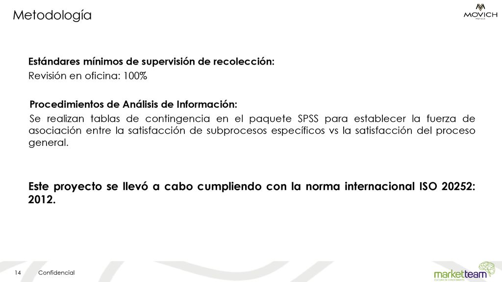 Metodología Estándares mínimos de supervisión de recolección: Revisión en oficina: 100% Procedimientos de Análisis de Información: