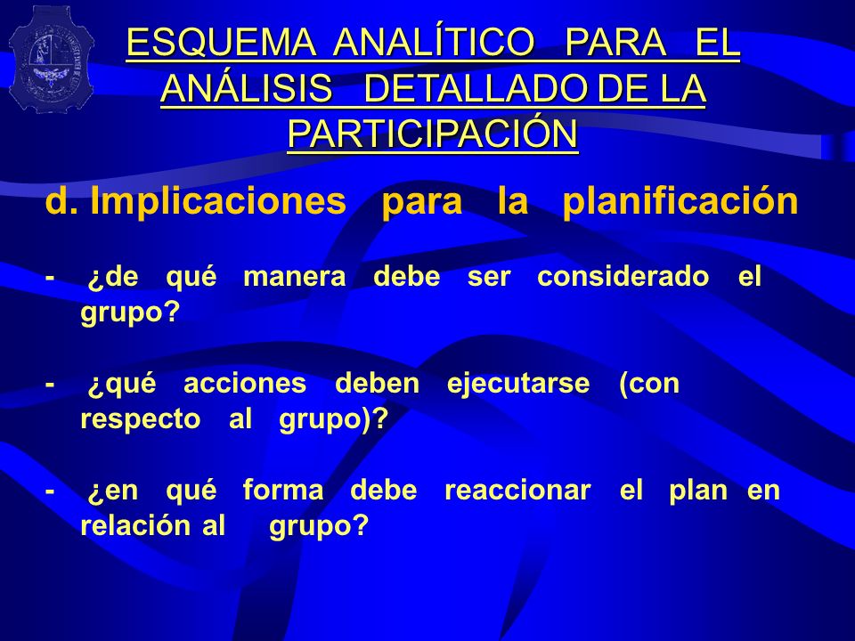 ESQUEMA ANALÍTICO PARA EL ANÁLISIS DETALLADO DE LA PARTICIPACIÓN
