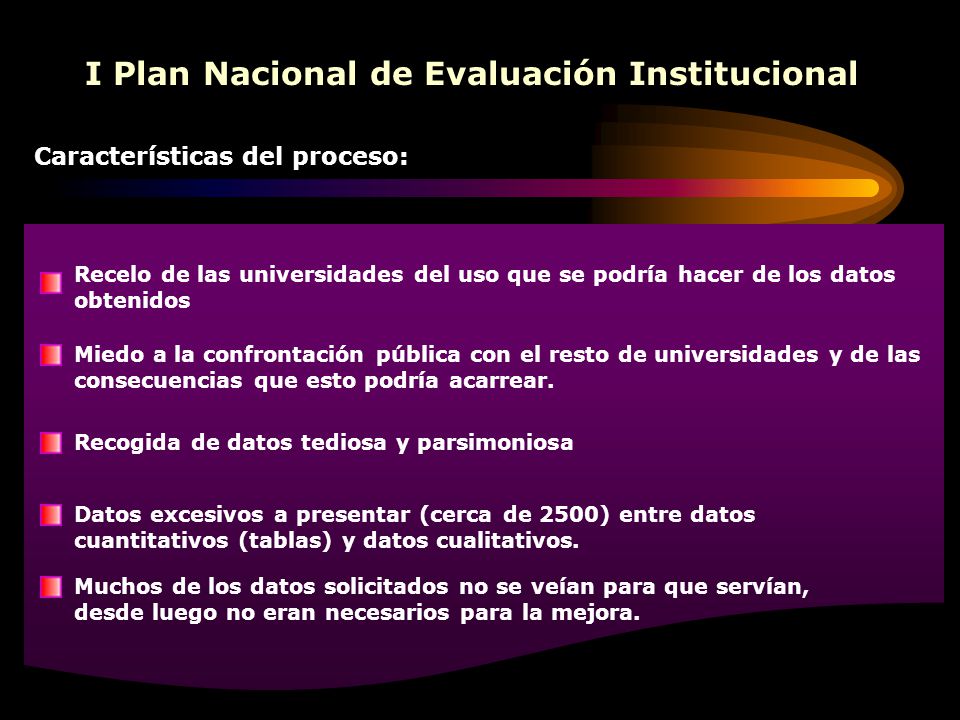 I Plan Nacional de Evaluación Institucional