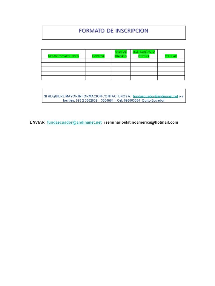 FORMATO DE INSCRIPCION