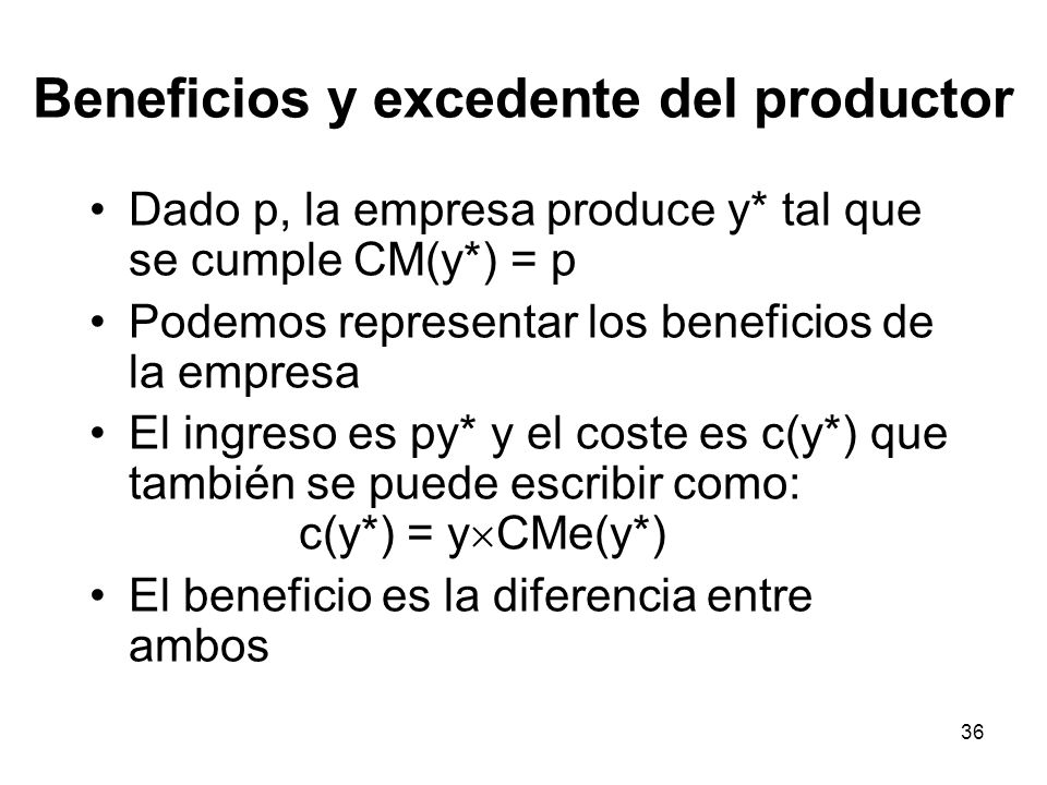 Beneficios y excedente del productor