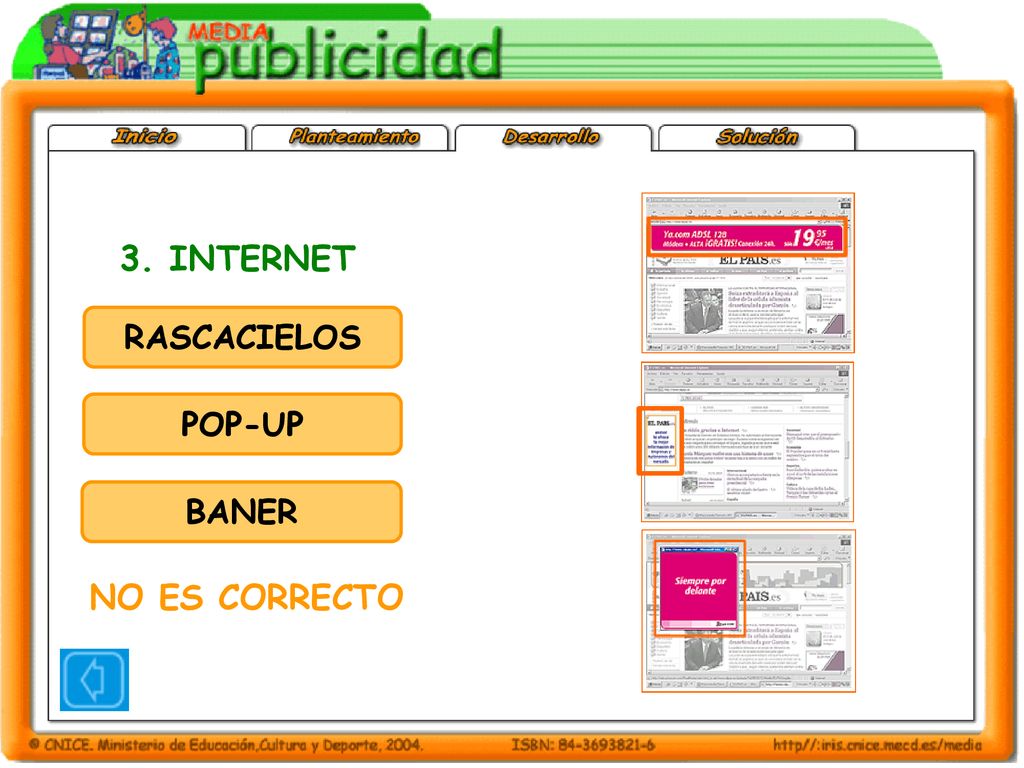 3. INTERNET RASCACIELOS POP-UP BANER NO ES CORRECTO