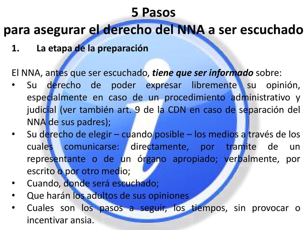 5 Pasos para asegurar el derecho del NNA a ser escuchado