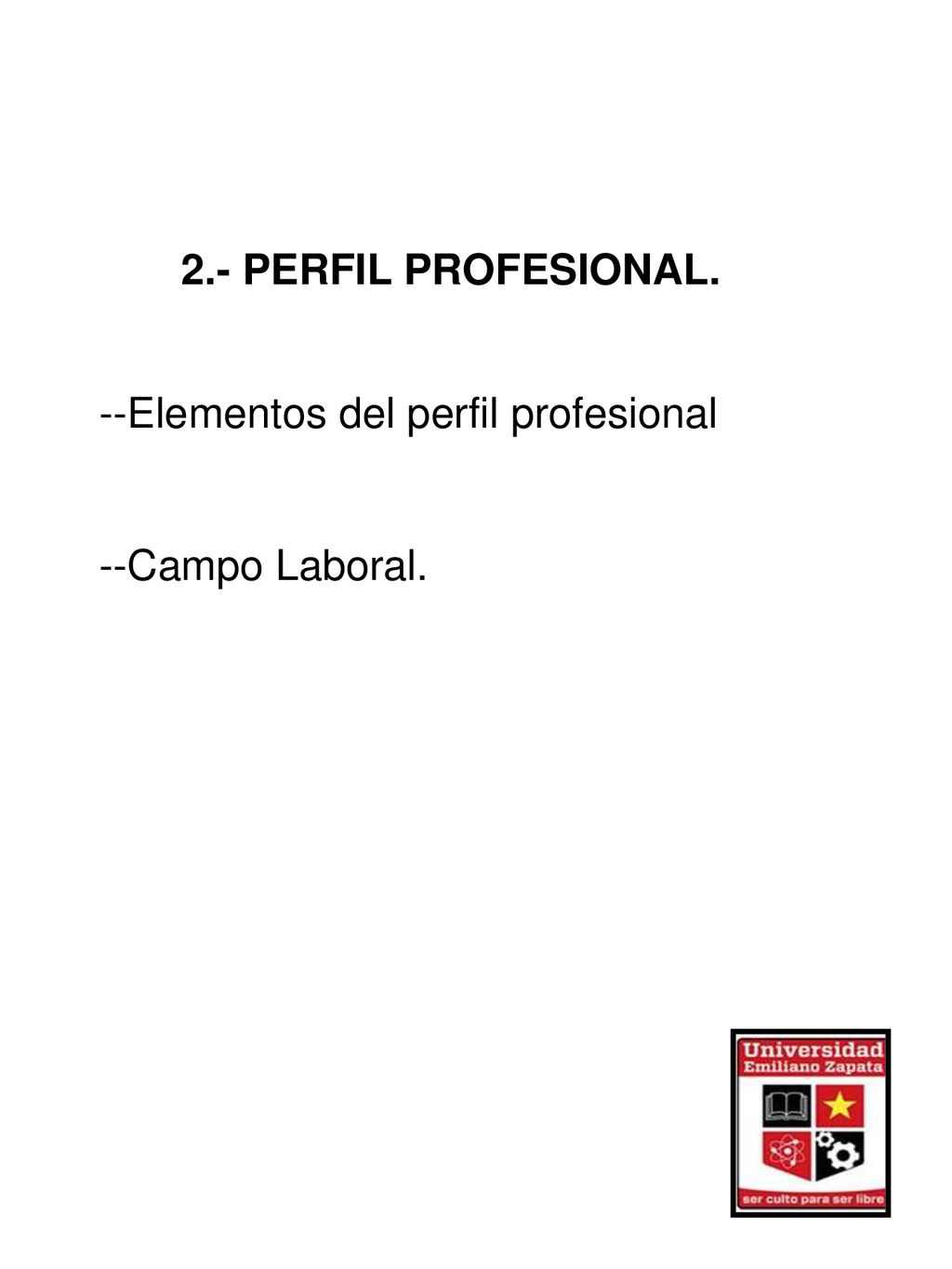 2.- PERFIL PROFESIONAL. --Elementos del perfil profesional --Campo Laboral.