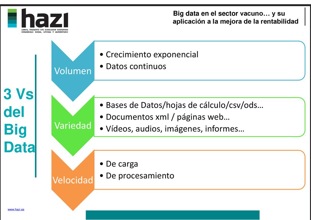 3 Vs del Big Data Volumen Variedad Velocidad Crecimiento exponencial