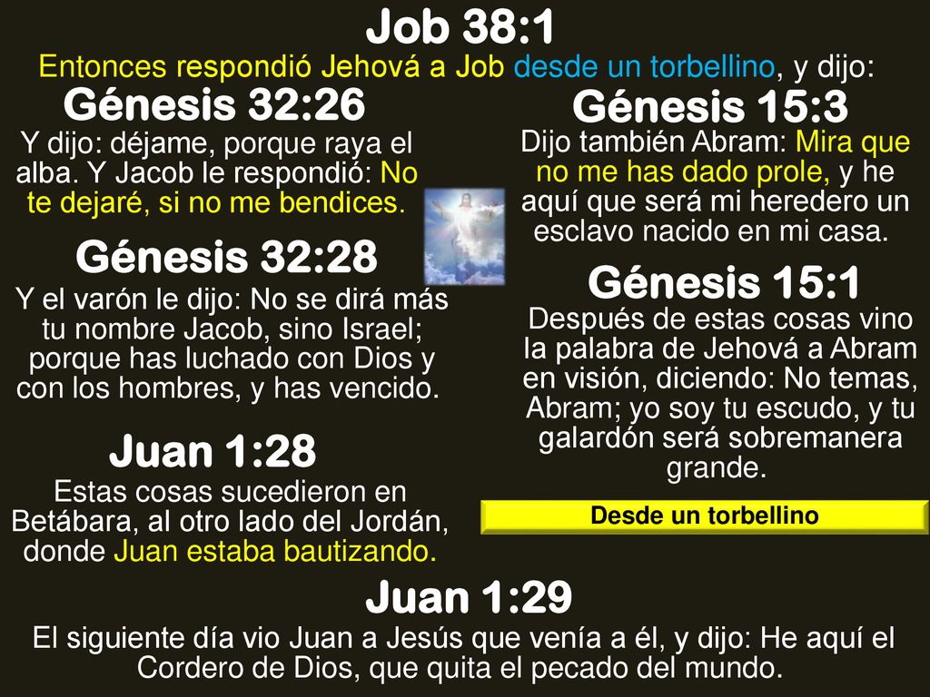 Entonces respondió Jehová a Job desde un torbellino, y dijo: