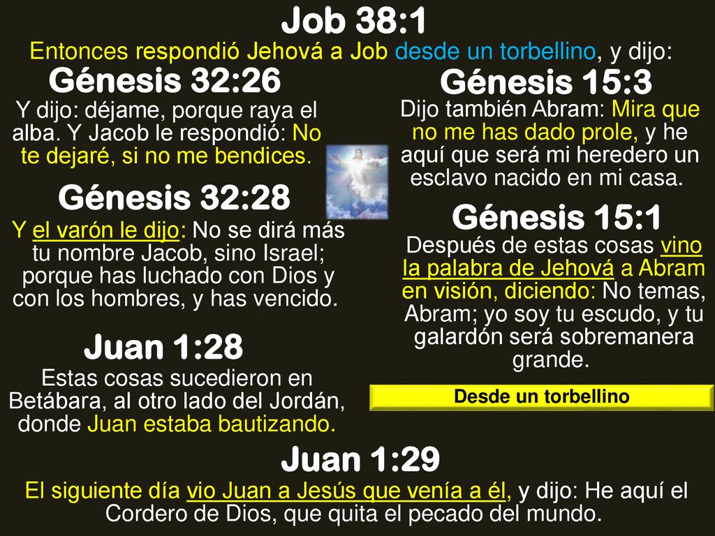 Entonces respondió Jehová a Job desde un torbellino, y dijo:
