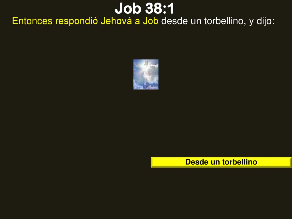 Entonces respondió Jehová a Job desde un torbellino, y dijo: