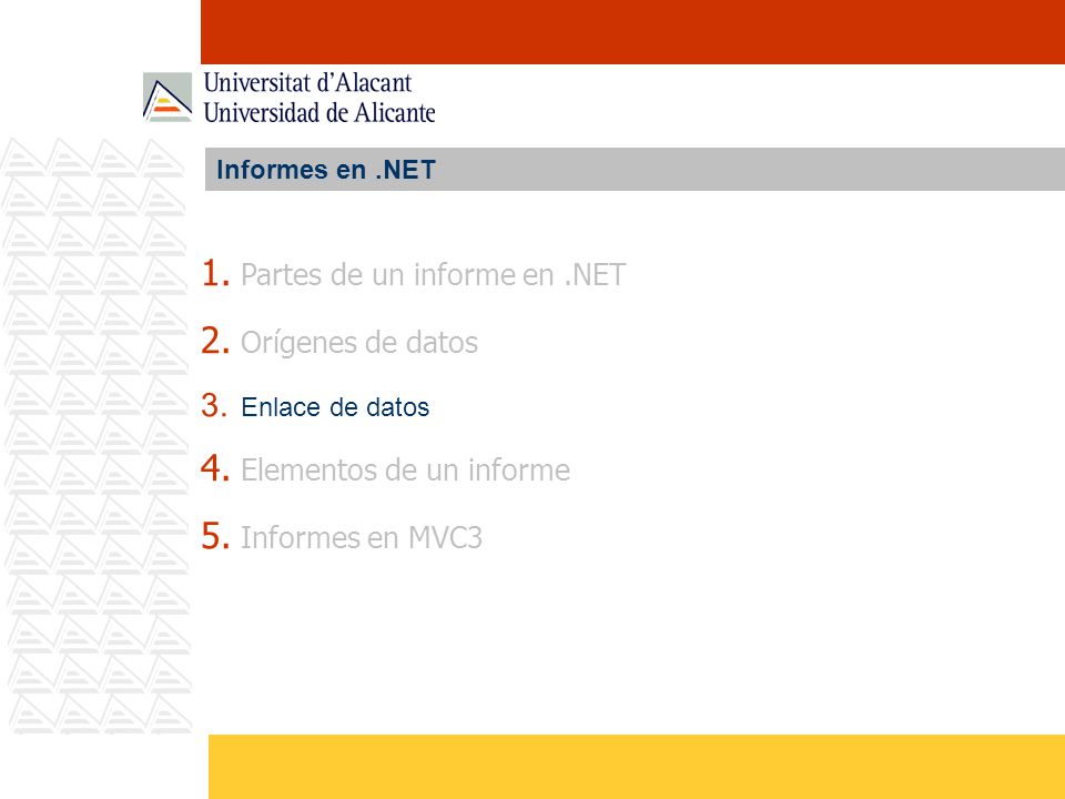 Partes de un informe en .NET Orígenes de datos