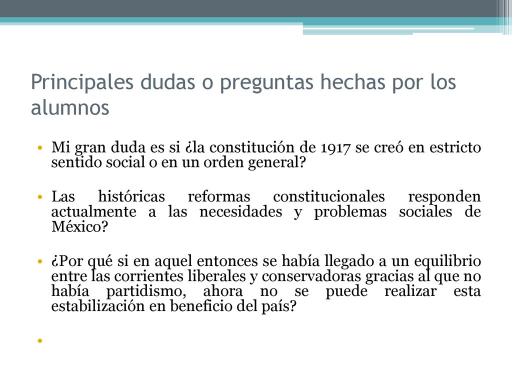 Principales dudas o preguntas hechas por los alumnos