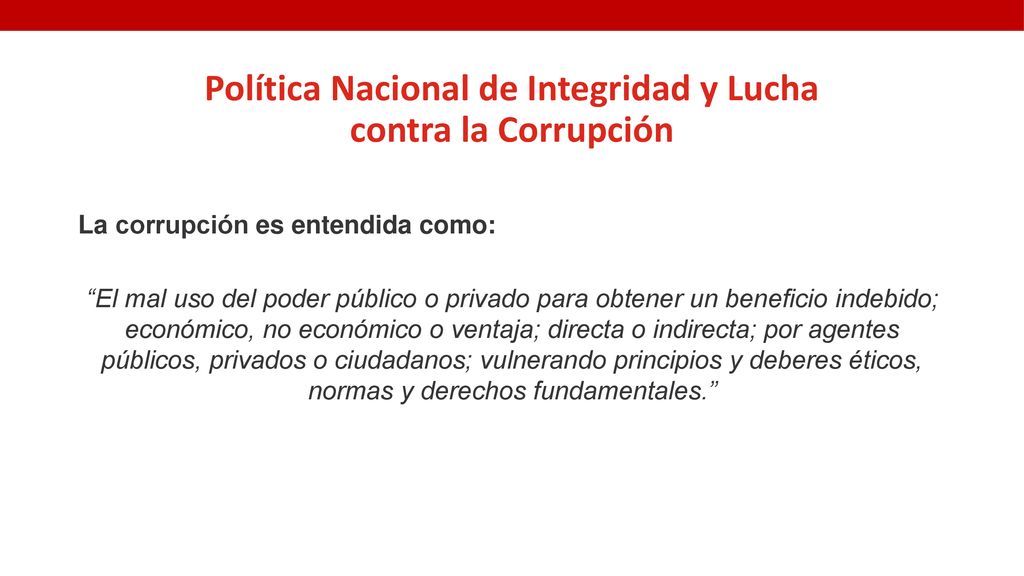 Política Nacional de Integridad y Lucha contra la Corrupción