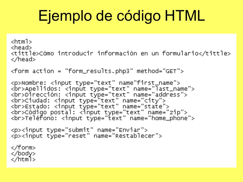 Ejemplo de código HTML