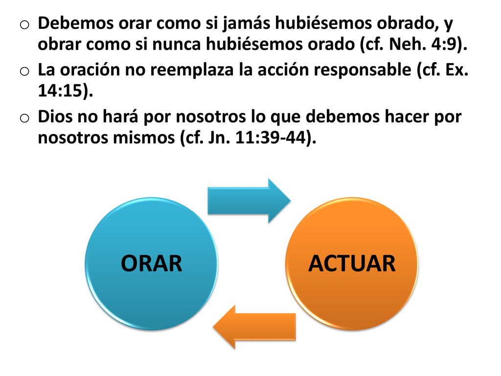 Debemos orar como si jamás hubiésemos obrado, y obrar como si nunca hubiésemos orado (cf. Neh. 4:9).