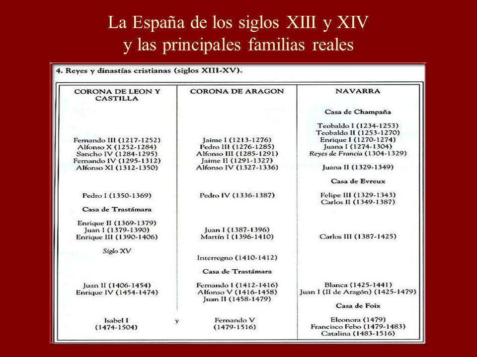 La España de los siglos XIII y XIV y las principales familias reales