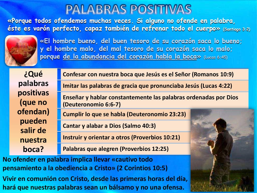 ¿Qué palabras positivas (que no ofendan) pueden salir de nuestra boca
