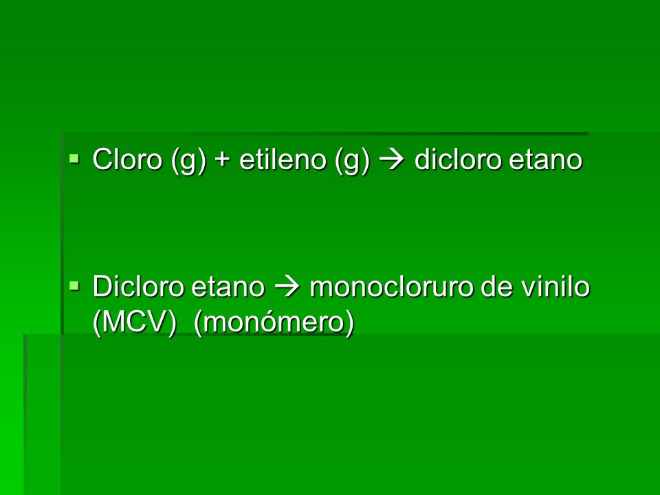 Cloro (g) + etileno (g)  dicloro etano