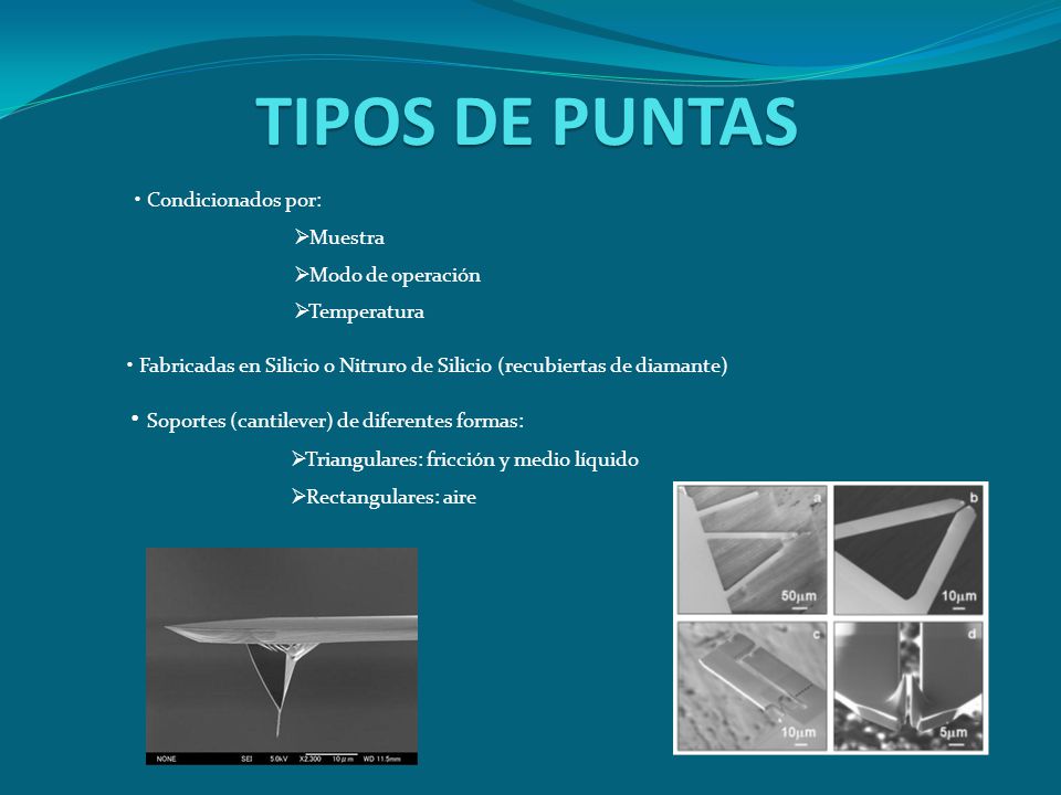 TIPOS DE PUNTAS Soportes (cantilever) de diferentes formas:
