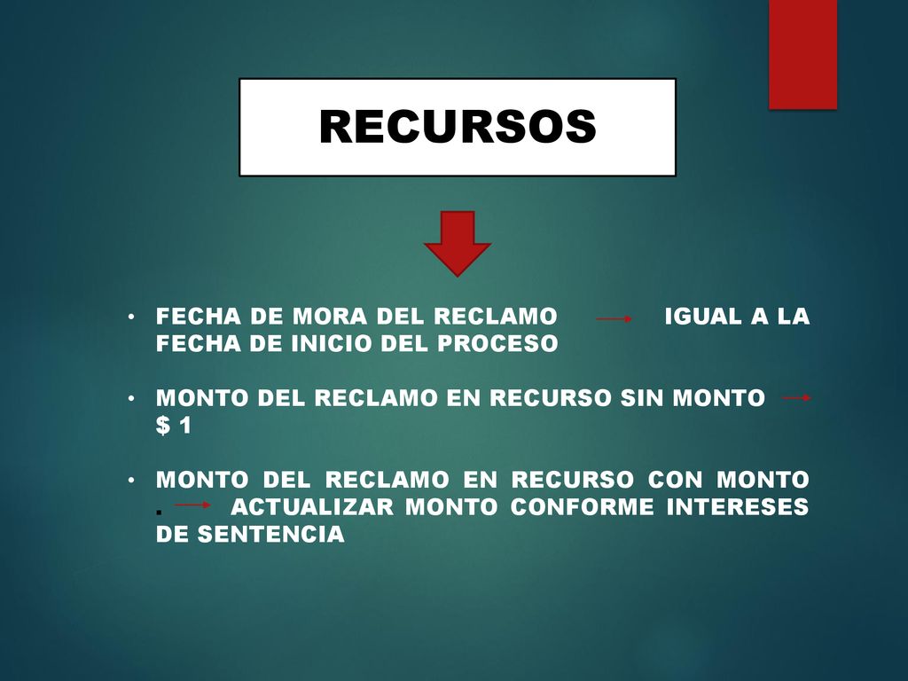 RECURSOS FECHA DE MORA DEL RECLAMO IGUAL A LA FECHA DE INICIO DEL PROCESO. MONTO DEL RECLAMO EN RECURSO SIN MONTO $ 1.