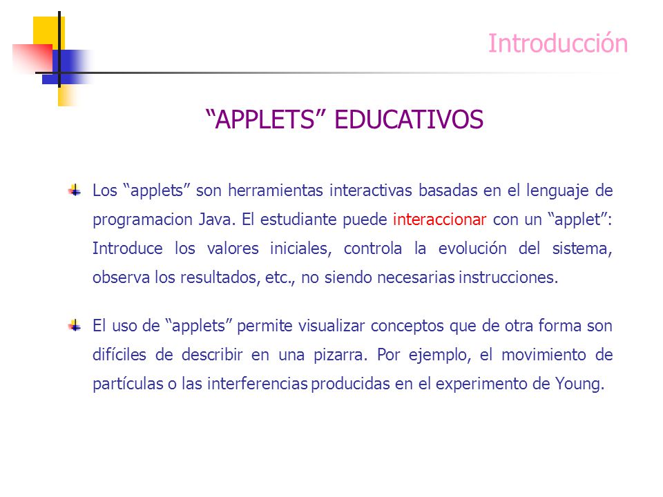 Introducción APPLETS EDUCATIVOS